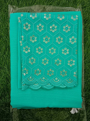 TEN R Self Design Bollywood Georgette Saree(Blue)