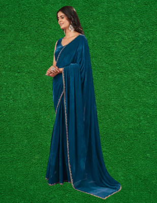 MAANVIT Self Design Bollywood Jimmy choo, Pure Silk Saree(Light Blue)