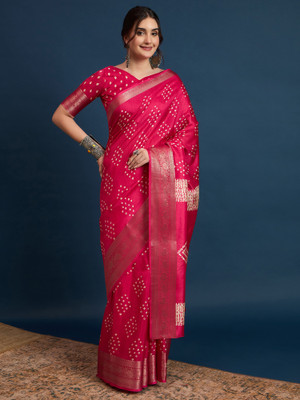 Sareemall Printed Chinnalapattu Silk Blend Saree(Pink)