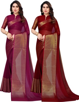 RFG Self Design Banarasi Chiffon Saree(Purple)