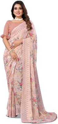 Moda Rapido Printed, Self Design Daily Wear Georgette Saree(Brown)