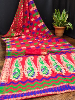 Kanooda Prints Woven Patola Jacquard Saree(Multicolor)