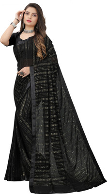 Apnisha Embellished Bollywood Georgette Saree(Black)
