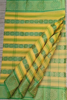 GANESH PLASTIC Woven, Self Design, Solid/Plain Handloom Pure Cotton Saree(Yellow)