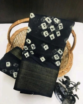 Grubstaker Printed Daily Wear Cotton Blend Saree(Black)
