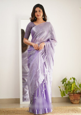 shringaar Solid/Plain Handloom Tissue Saree(Black)