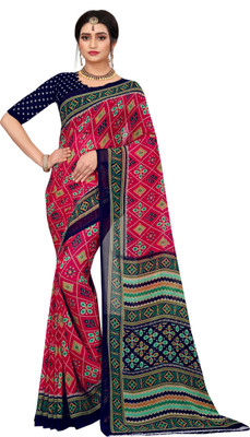 JS Clothing Mart Printed Banarasi Georgette Saree(Multicolor)