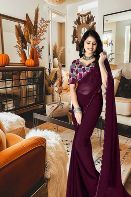SIFAH FASHION Solid/Plain Bollywood Georgette Saree(Multicolor)