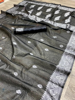 GATISHVAM TEXTILE Dyed Banarasi Cotton Linen Saree(Pink)