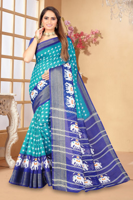 Saadhvi Printed Daily Wear Art Silk Saree(Blue)