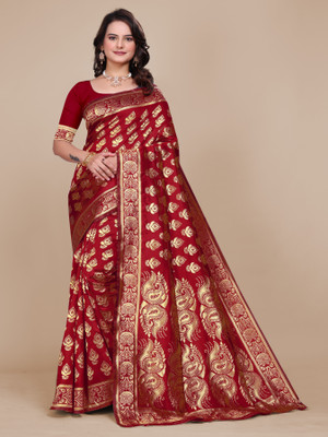 UDANI ENTERPRISE Woven Bollywood Jacquard Saree(Maroon)