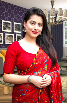 HouseOfCommon Self Design Bollywood Georgette Saree(Red)