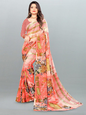Moda Rapido Printed Daily Wear Georgette Saree(Pink)