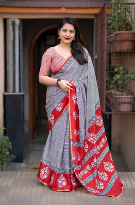 ZARISTACREATION Self Design Bollywood Cotton Blend Saree(Grey)