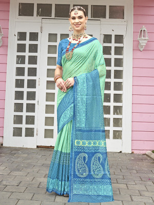 sagarika Digital Print Bollywood Art Silk Saree(Light Green)