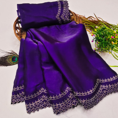 SOJITRA IMPEX Embellished Kanjivaram Chiffon Saree(Purple)