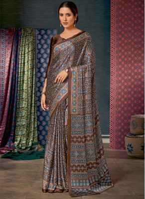 Sareemall Digital Print Daily Wear Crepe Saree(Brown)