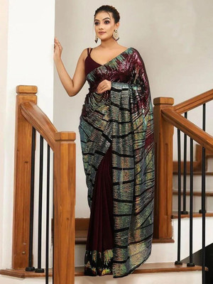 Sangria Embellished Daily Wear Georgette Saree(Maroon)