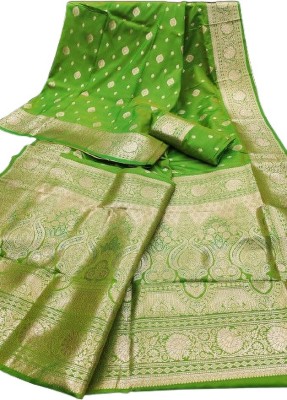 kalpana handloom Embellished Handloom Pure Silk Saree(Green)