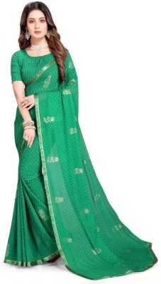 NANCY HUB Printed Bollywood Chiffon Saree(Light Green)