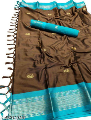 Paithani Self Design Mysore Pure Silk Saree(Brown)