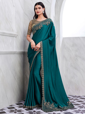 Divastri Embellished Bollywood Georgette Saree(Dark Green)