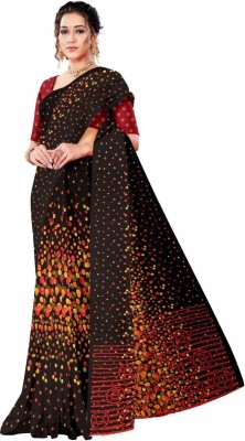 Kesaria Textile Company Floral Print Daily Wear Georgette Saree(Black)