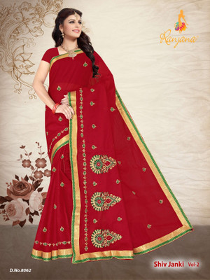 RANJANA CREATION Self Design Daily Wear Pure Cotton Saree(Red)