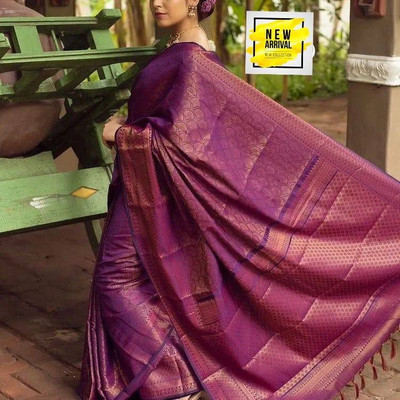 Fashion Fusionstudio Self Design Bollywood Silk Blend Saree(Purple)