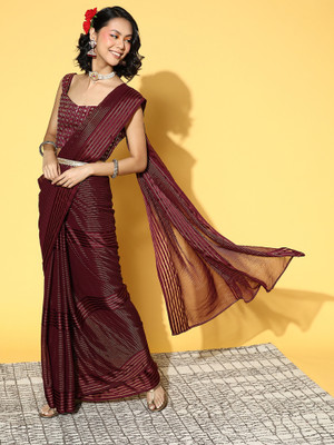 Sareemall Solid/Plain Bollywood Georgette Saree(Magenta)