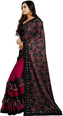 khodal chhaya Solid/Plain Daily Wear Lycra Blend Saree(Maroon)