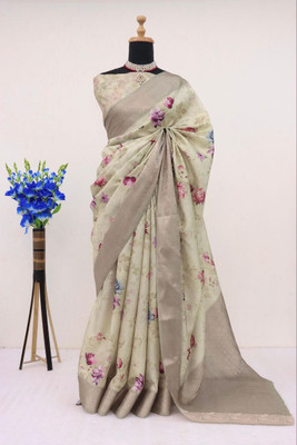 MITMAN CREATION Digital Print Bollywood Art Silk Saree(Yellow)