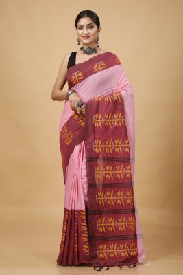 Tant Boutique Woven Handloom Cotton Blend Saree(Pink)