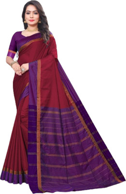 HITESH ENTERPRISE Self Design Banarasi Cotton Silk Saree(Maroon)