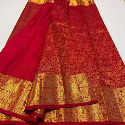 MIRMAN Woven Banarasi Pure Silk Saree(Red)