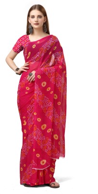 Sanjana Silks Printed Mysore Crepe Saree(Pink)