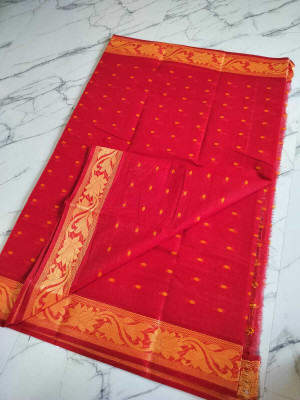 Bikash Dutta Fashion Self Design Tant Pure Cotton Saree(Red)