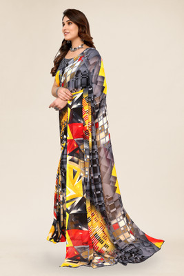 Moda Rapido Geometric Print Daily Wear Georgette Saree(Grey)