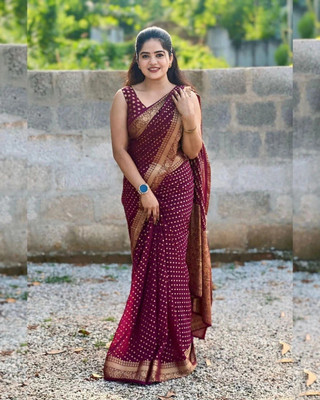 Bindi Woven, Printed Banarasi Jacquard Saree(Purple)
