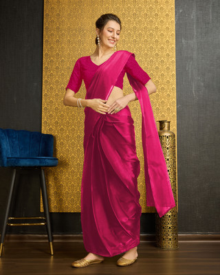 RekhaManiyar Solid/Plain Bollywood Organza Saree(Magenta)