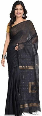 GOLU Self Design Bollywood Handloom Cotton Blend Saree(Black)