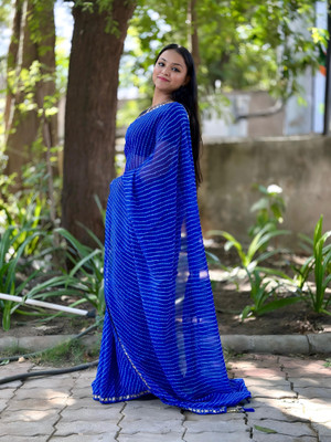 SIFAH FASHION Self Design Bollywood Georgette Saree(Blue)