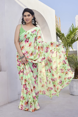 MIRCHI FASHION Printed Daily Wear Chiffon, Georgette Saree(Multicolor, Pink)