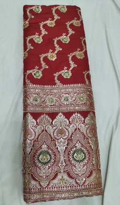 AZHAR SAREE PARADISE Striped Banarasi Handloom Satin Saree(Red)