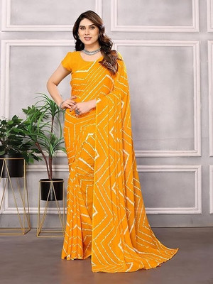 Suntex Printed Daily Wear Georgette Saree(Yellow)