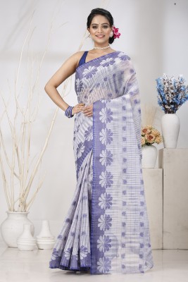 DipDiya Embellished, Woven Tant Pure Cotton Saree(Purple, Blue)