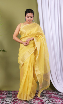 Rohit Designer Self Design Daily Wear Net Saree(Yellow)