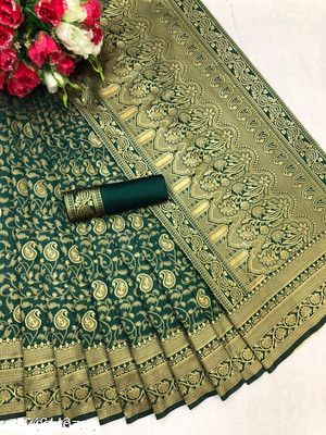 NESHVI ENTERPRISE Printed Banarasi Jacquard Saree(Green)