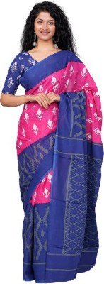 KRISHNA FASHION Printed Daily Wear Pure Cotton Saree(Red)