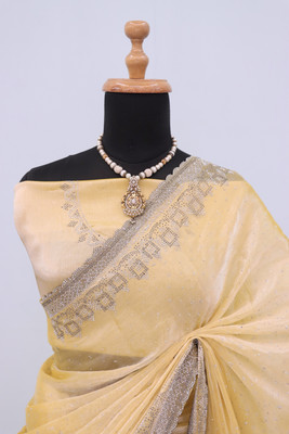 Jennyfab Embellished Bollywood Jimmy choo Saree(Yellow)